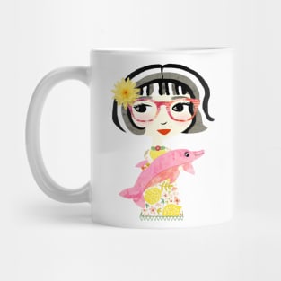 Girl with Pink Dolphin / Maisie & Moon Mug